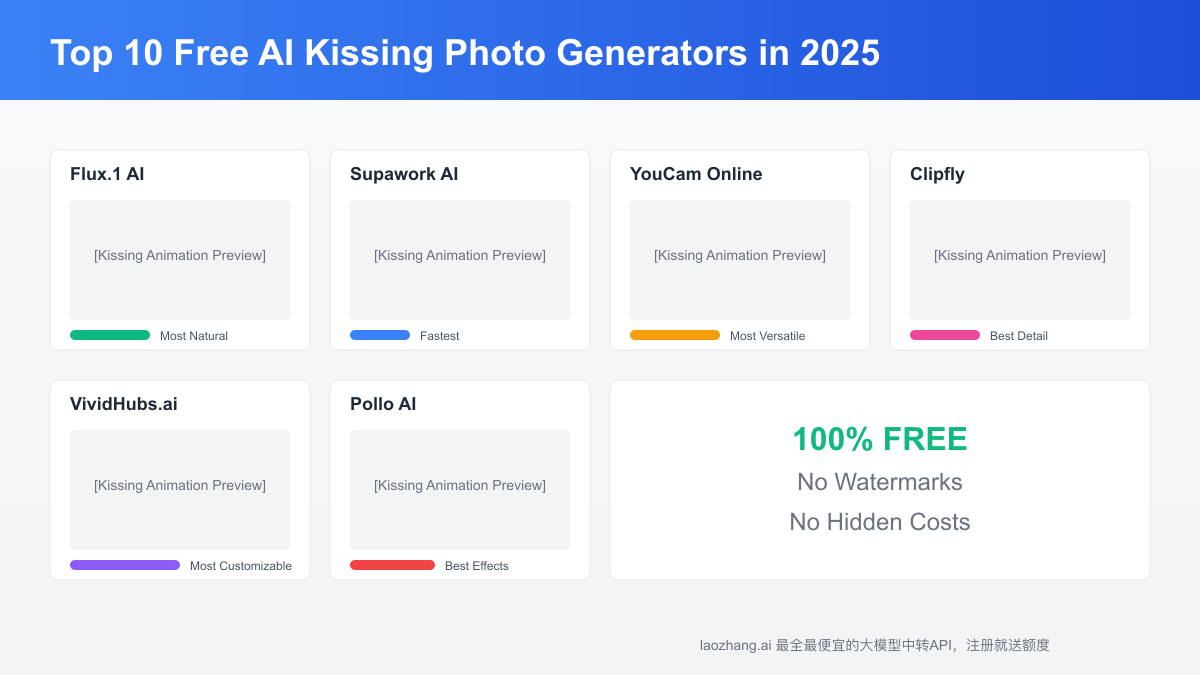 Top 10 Free AI Kissing Photo Generators in 2025: Create Romantic Images Without Cost