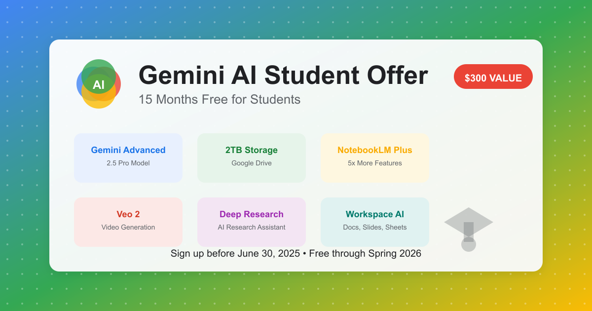 Gemini AI Student Offer: Get 15 Months Free Access (Guide 2025)