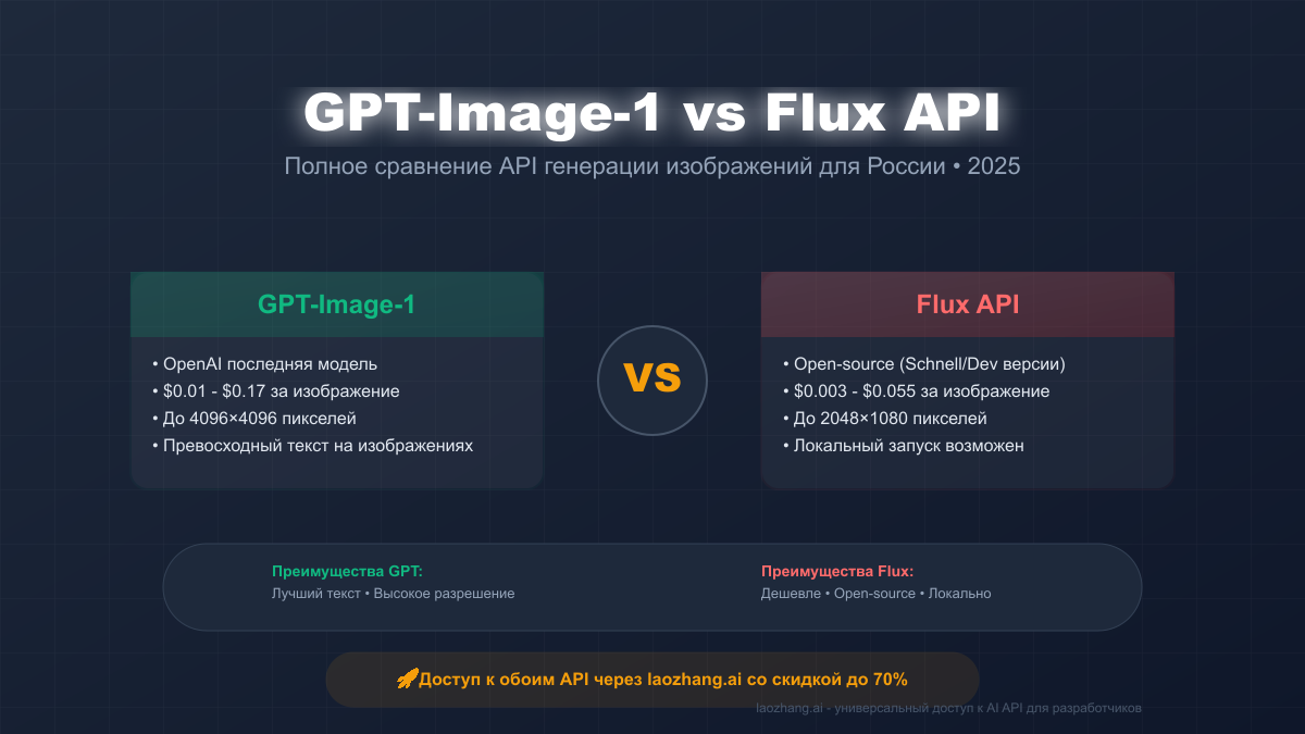 GPT-Image-1 vs Flux API: Детальное сравнение для российских разработчиков [2025]