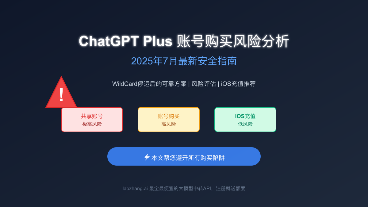 ChatGPT Plus账号购买指南：风险分析与安全建议（2025年7月最新）
