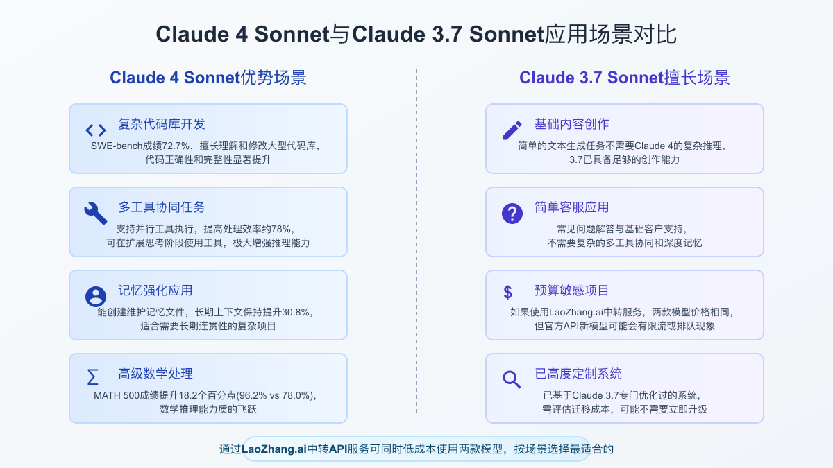 Claude 4 Sonnet与Claude 3.7 Sonnet应用场景对比