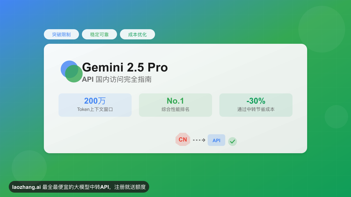 Gemini 2.5 Pro API国内访问完全指南：突破限制，释放200万Token的强大能力