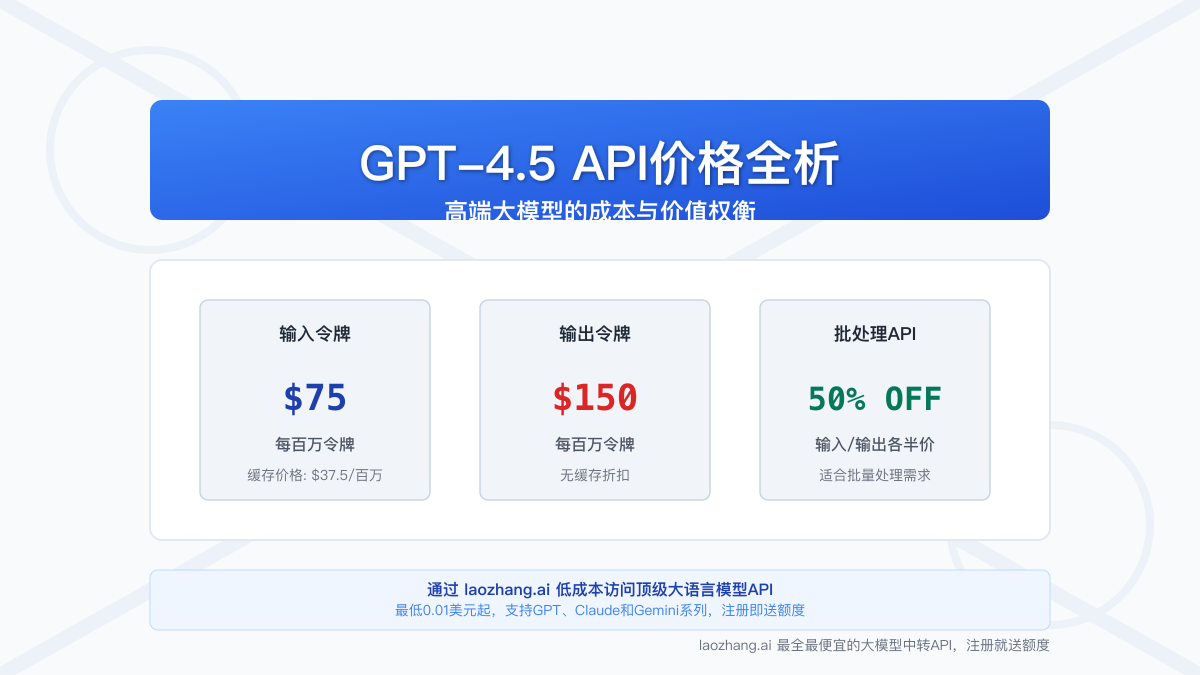 GPT-4.5 API价格全面解析：价值权衡与成本优化策略2025版