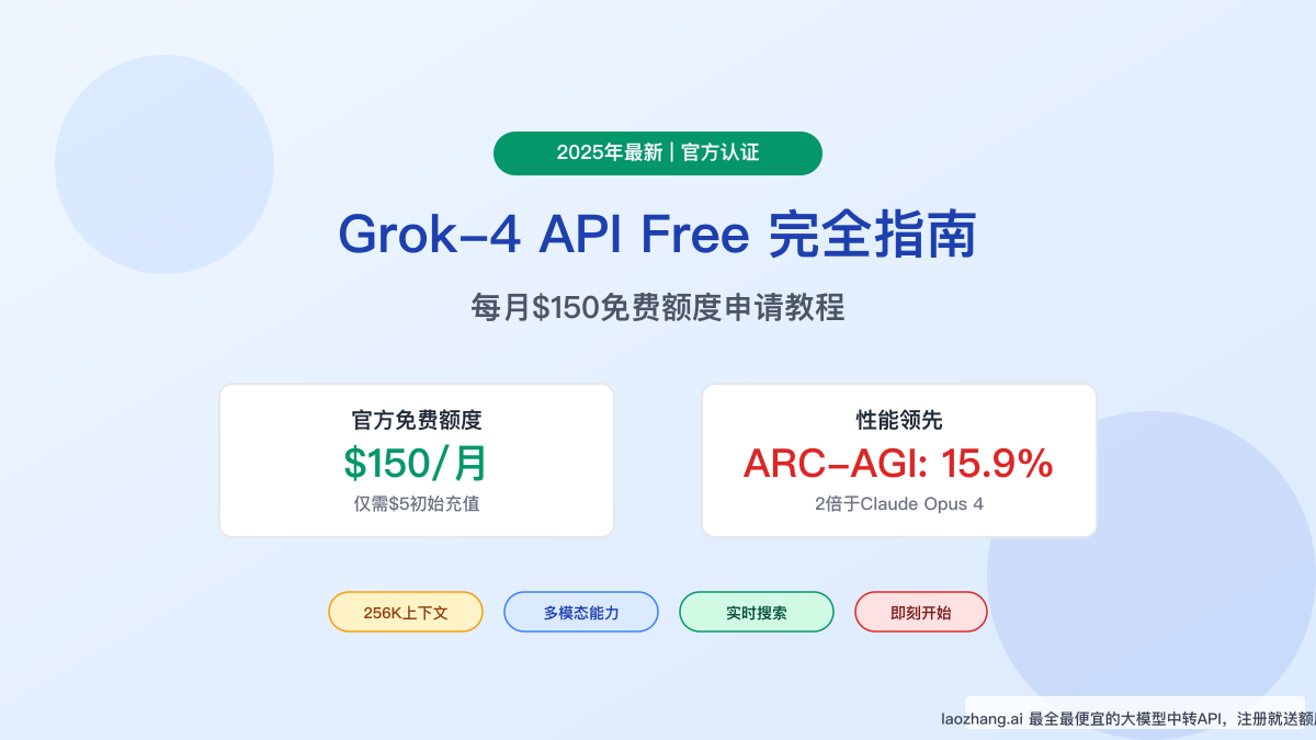 Grok-4 API Free 完全指南：每月$150免费额度申请教程（2025年最新）