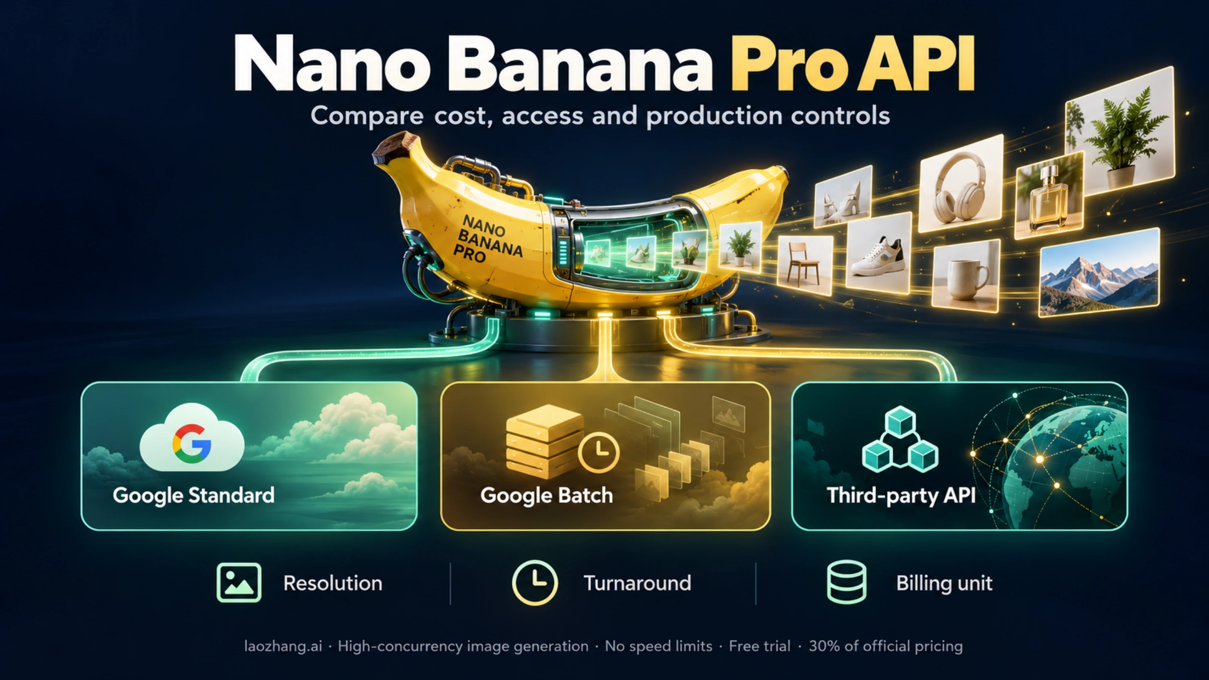 Nano Banana Pro image generation with Google Standard, Batch, and third-party API access routes