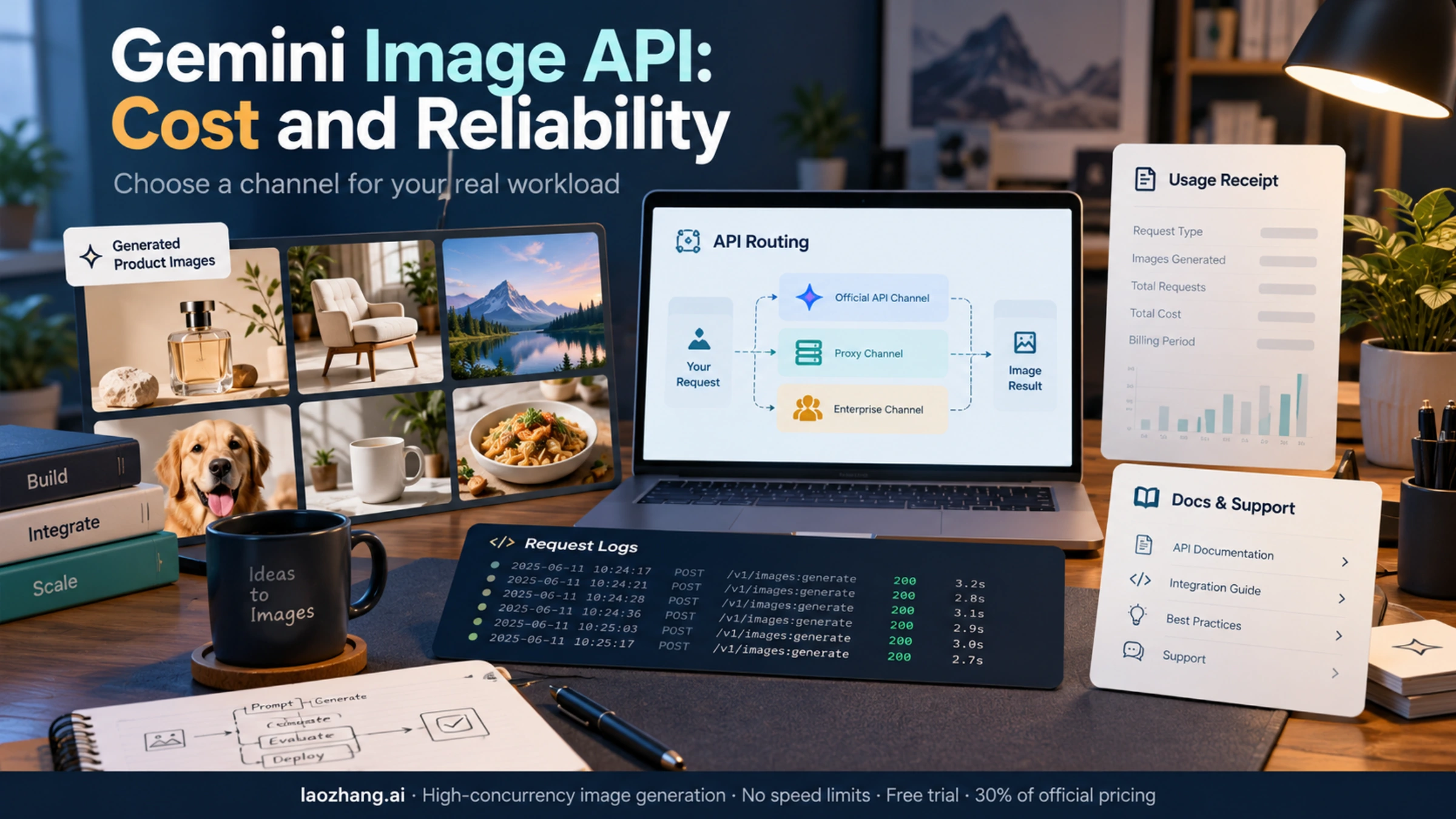 Image API channel selection illustrated with usage, billing and reliability records