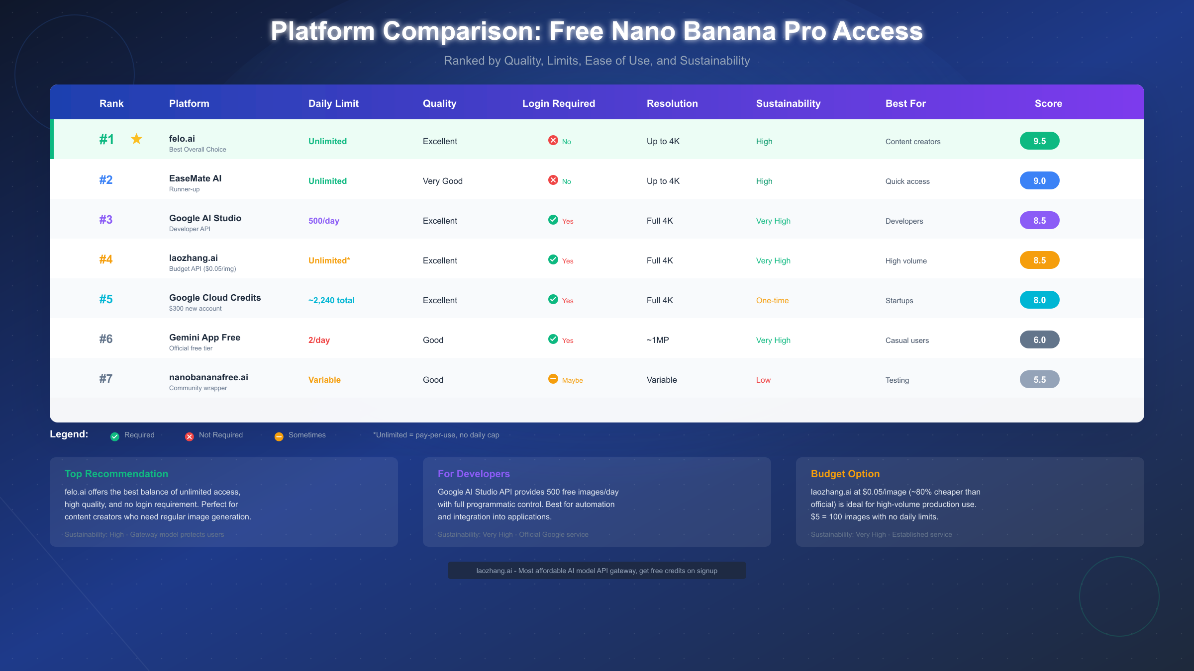 Platform Comparison for Free Nano Banana Pro Access