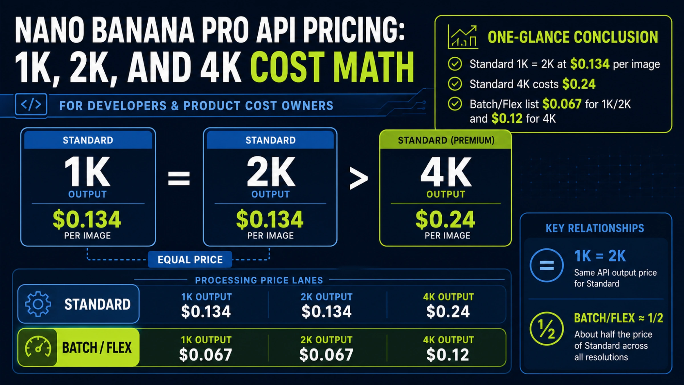 Nano Banana Pro API Pricing: 1K, 2K & 4K Costs