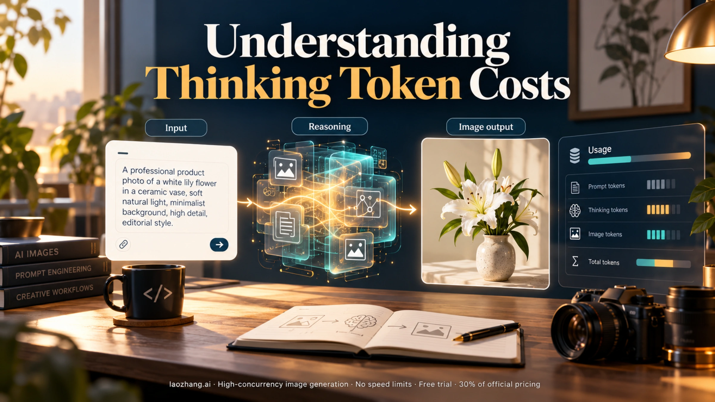 Illustration of image generation, reasoning, and usage-based cost tracking