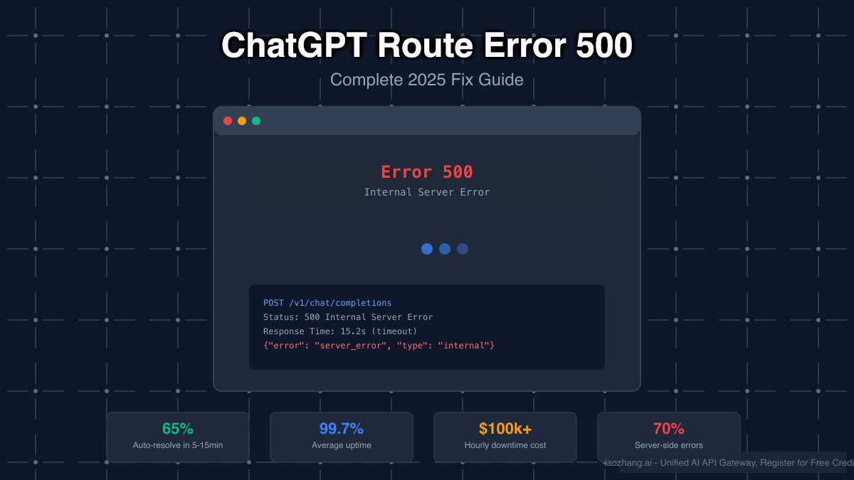 ChatGPT Route Error 500: Complete 2025 Fix Guide with 65% Auto-Resolution Rate