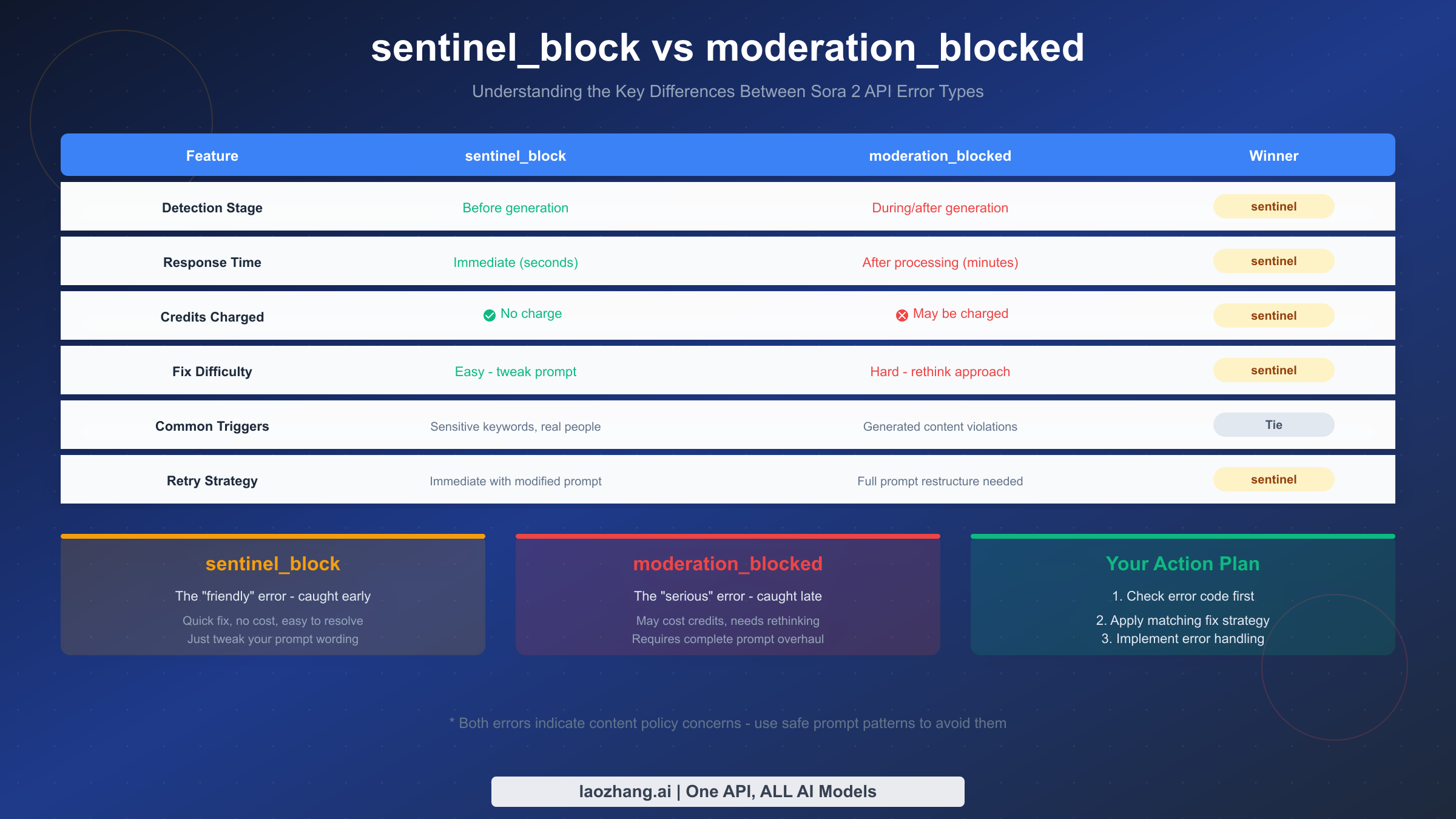 Comparison between sentinel_block and moderation_blocked errors