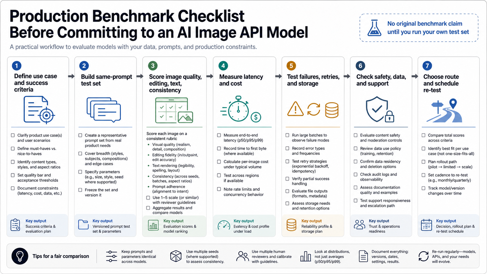 Production benchmark checklist for choosing an AI image API model route.