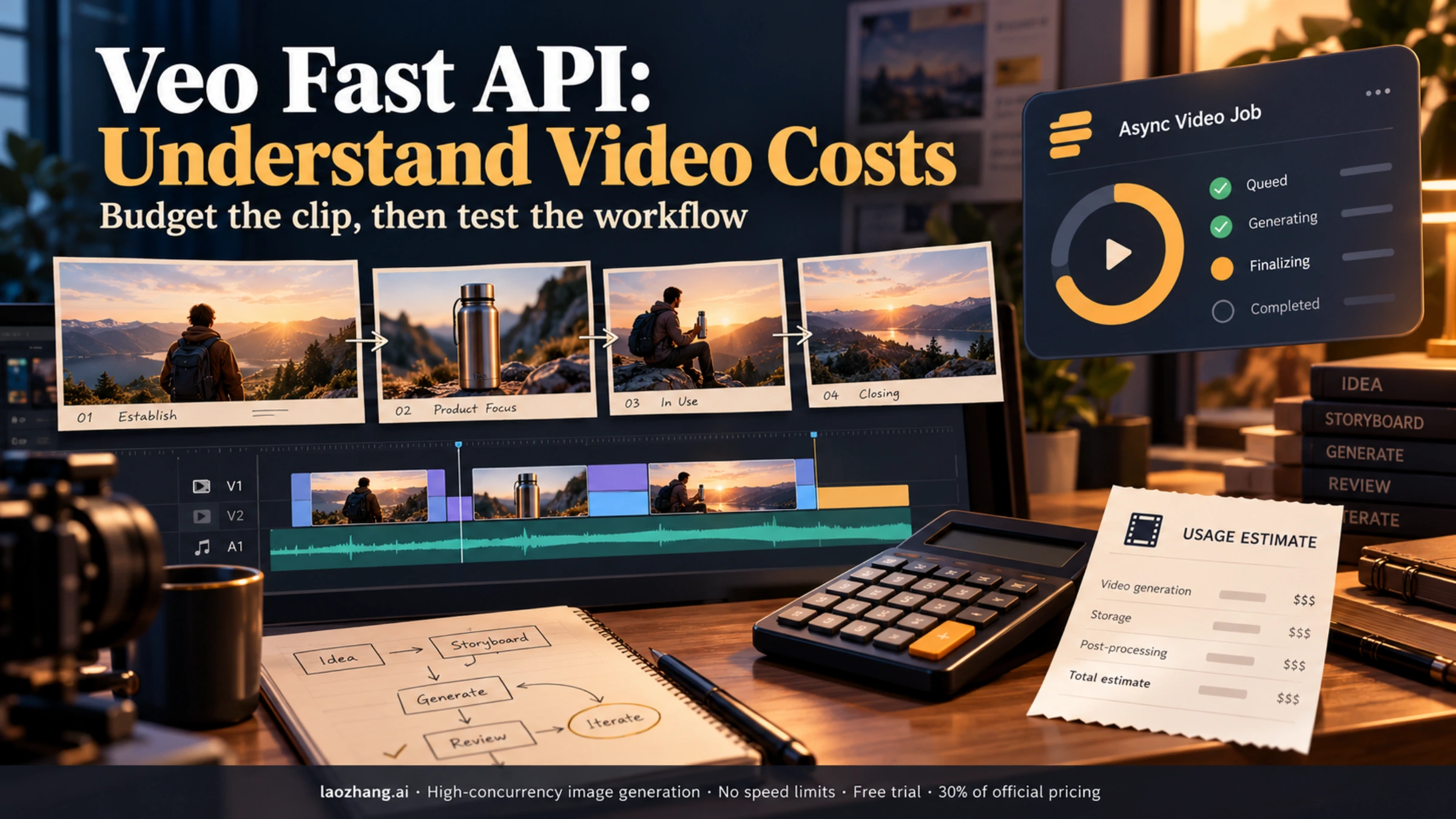 Veo Fast video cost planning with storyboards, an asynchronous job and a usage receipt