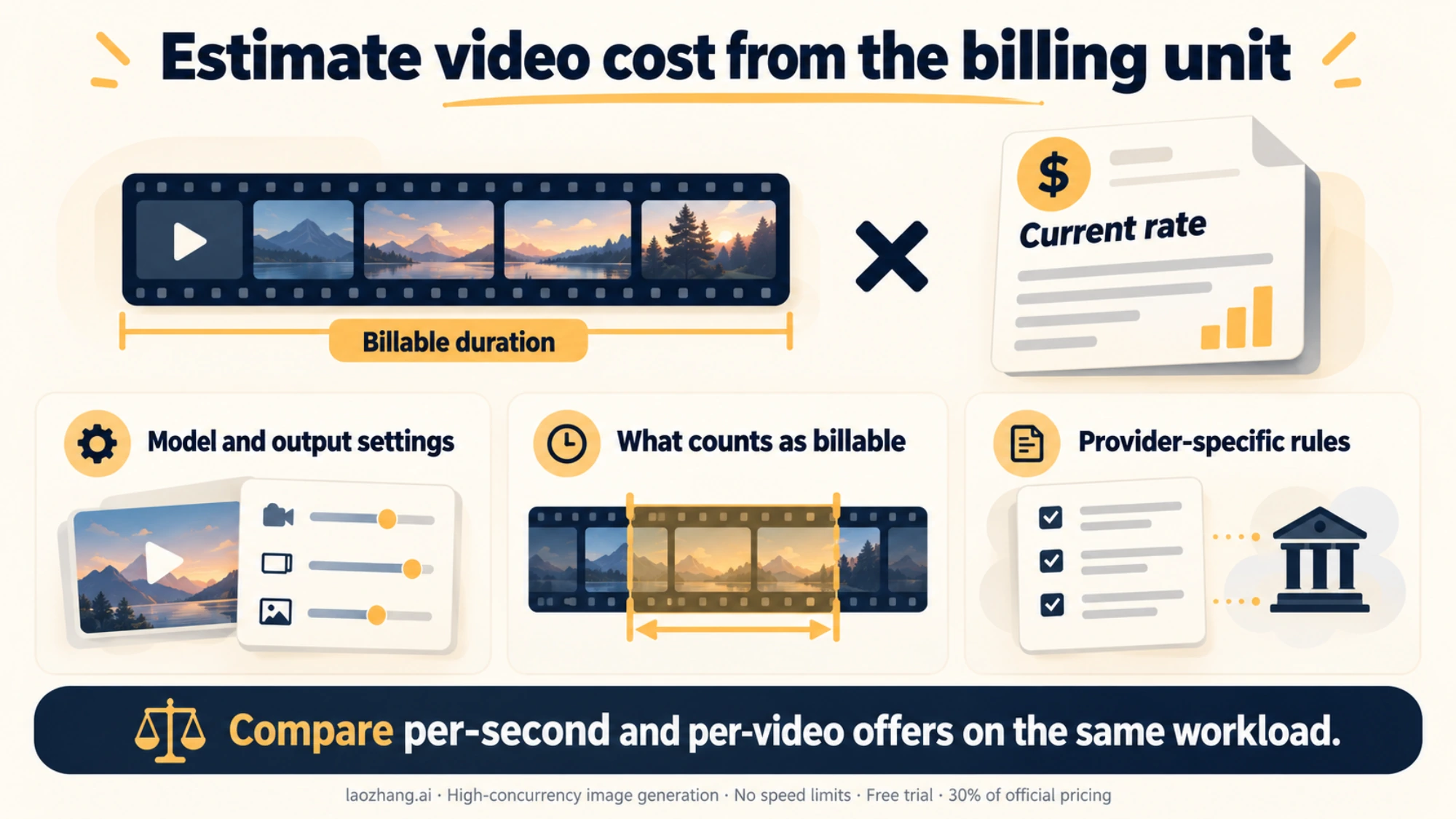 Estimate video costs from billable duration, current rates and provider rules