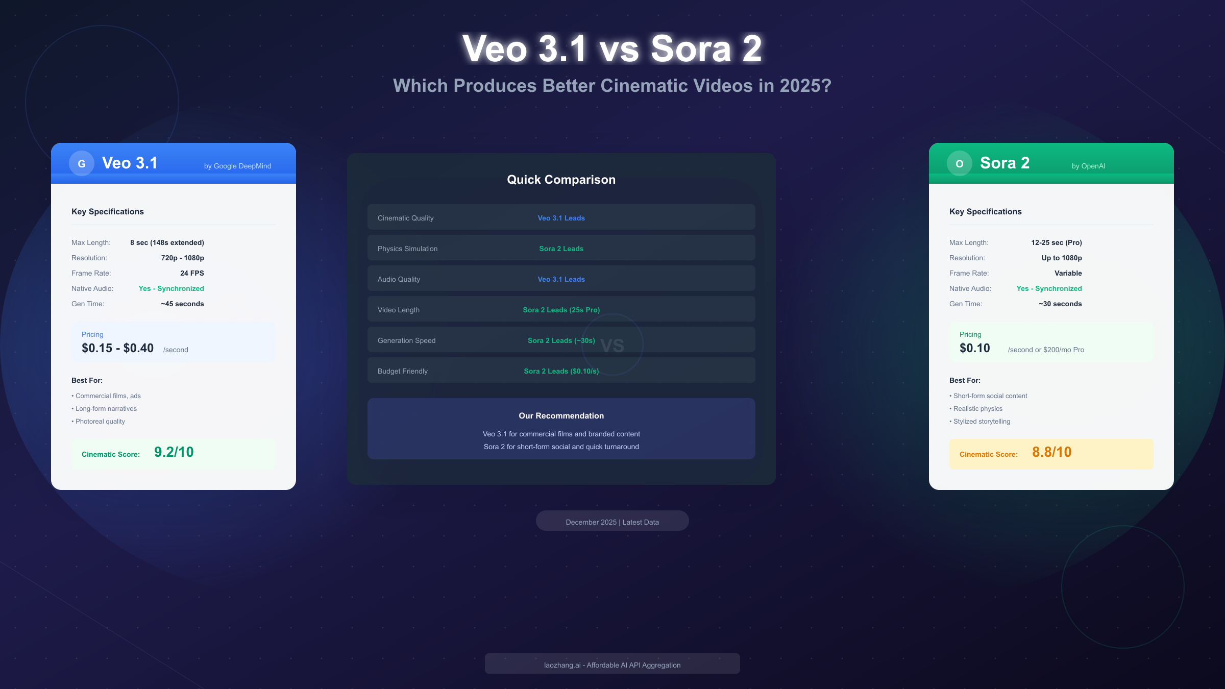 Veo 3.1 vs Sora 2 for Cinematic Videos: Complete 2025 Comparison Guide