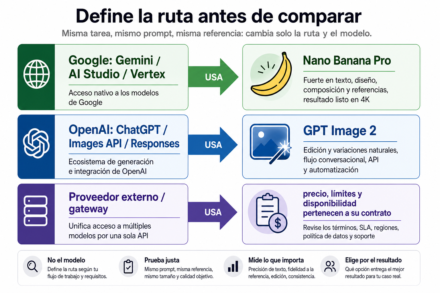 Mapa de rutas de app, API y gateway para Nano Banana Pro y GPT Image 2