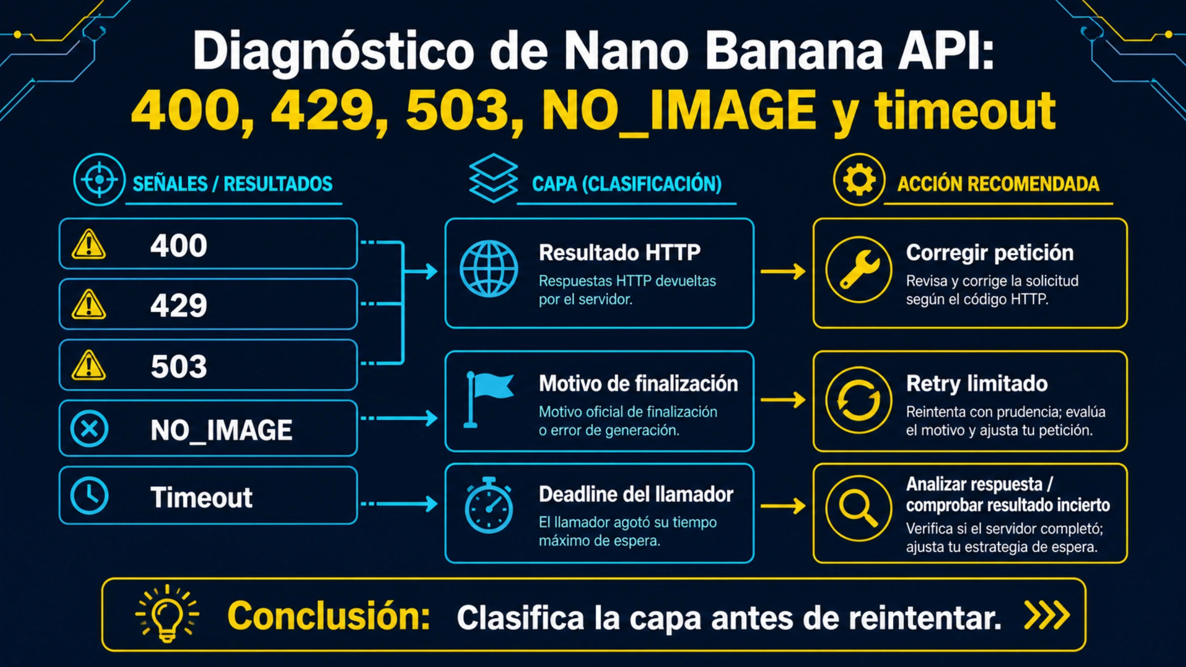 400, 429, 503, NO_IMAGE y timeout distribuidos en tres capas de evidencia