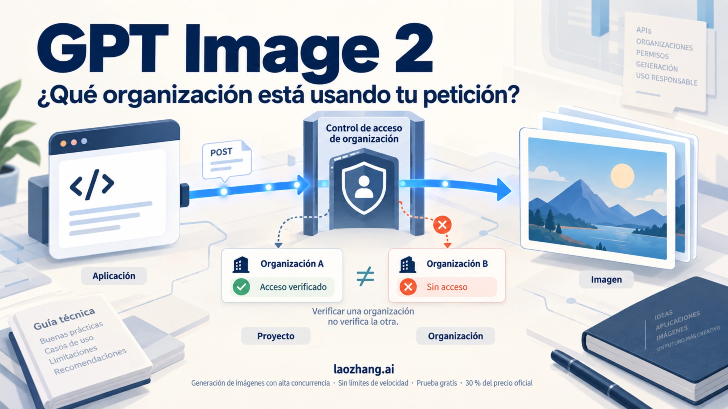 Una petición de imagen pasa de la aplicación al control de acceso de organización