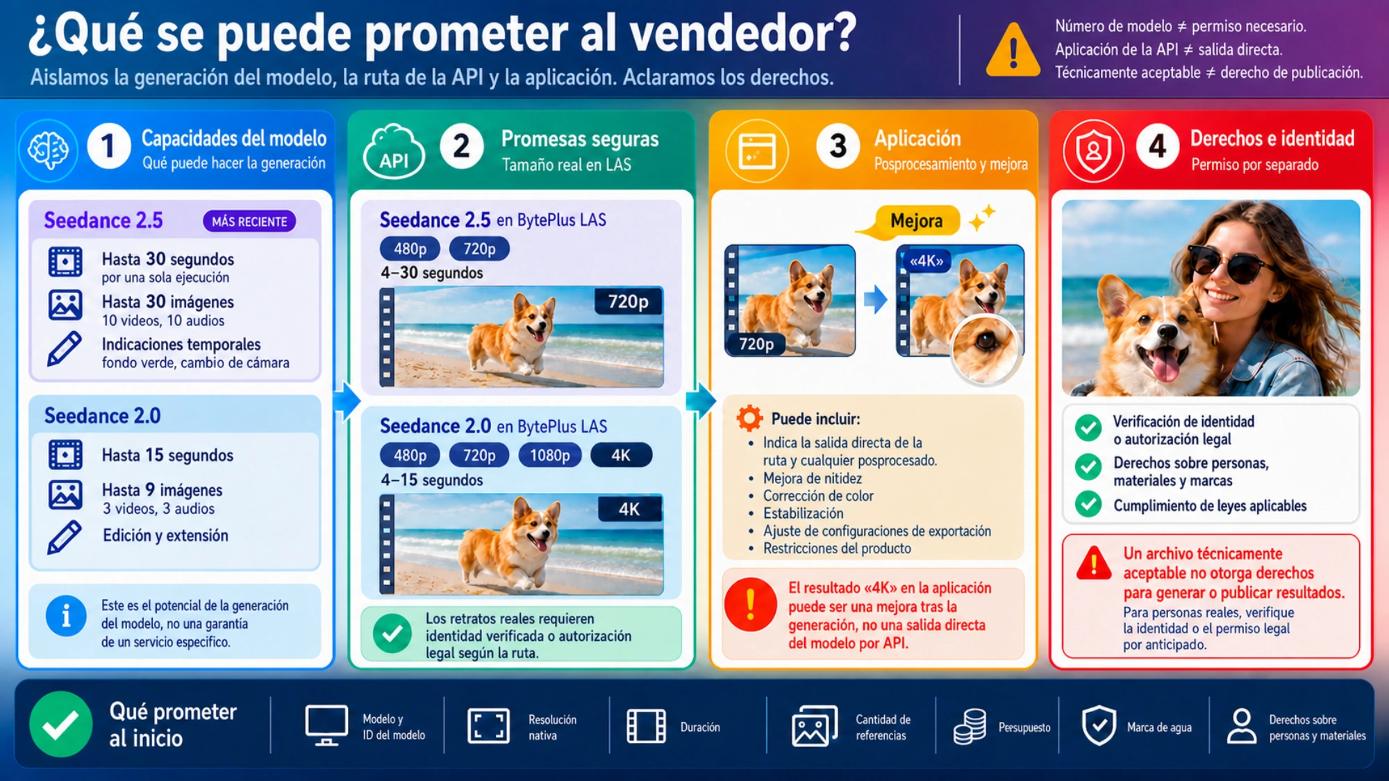Tres límites entre la salida directa de una API, el posprocesado de una aplicación y los derechos o la identidad de personas reales