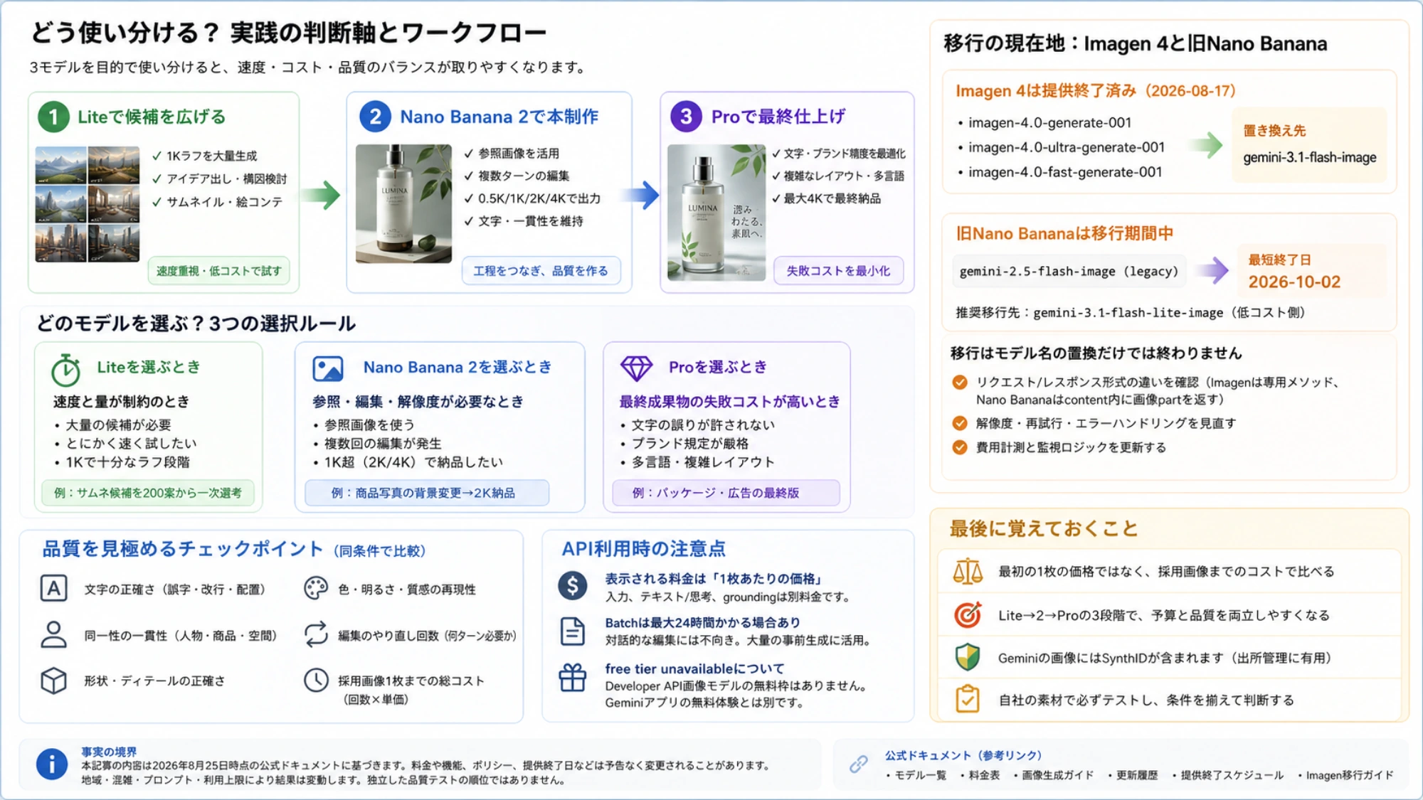Gemini画像モデルを候補探索、制作と編集、最終仕上げの3段階で選ぶ実践ワークフロー