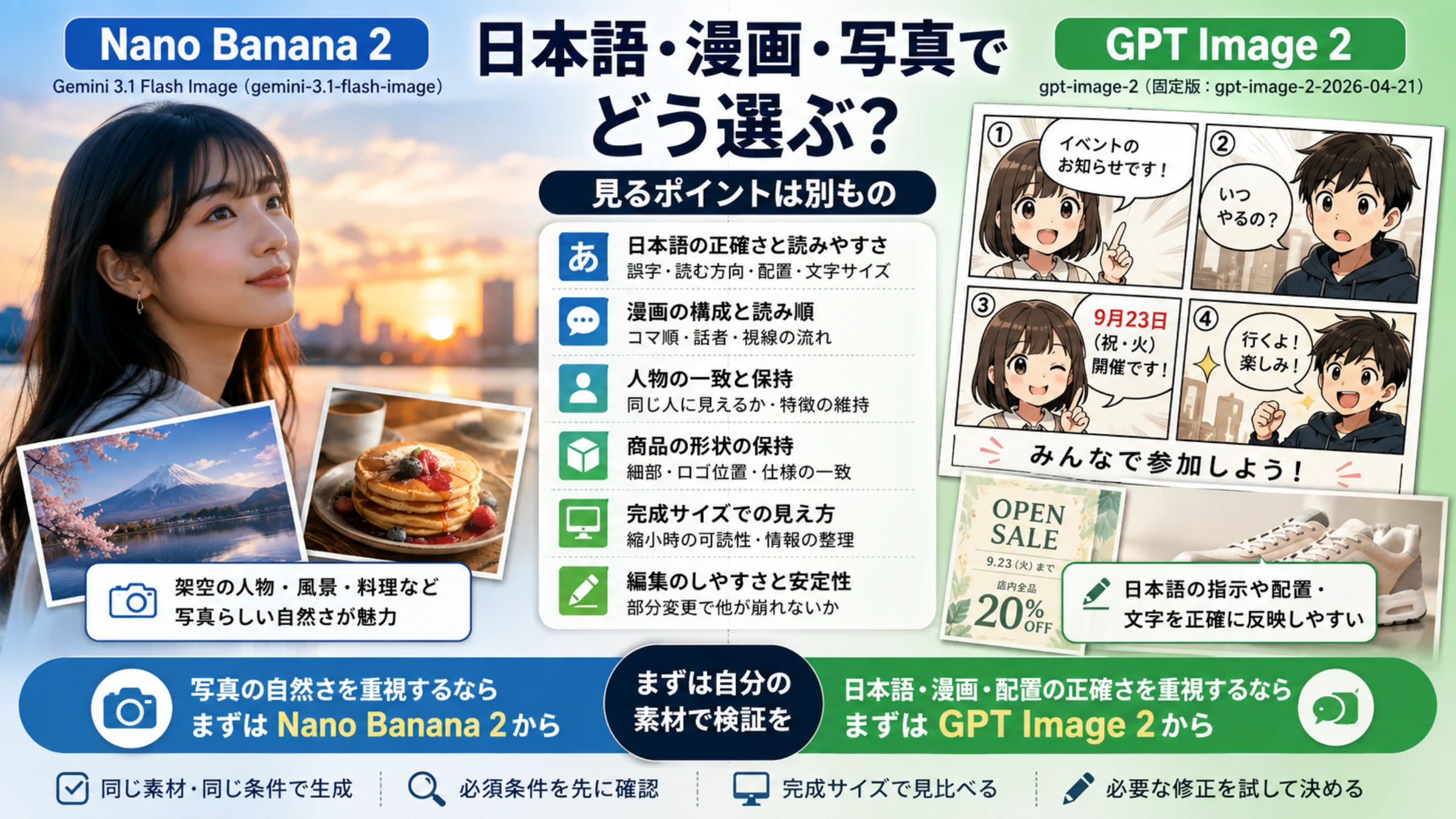 Nano Banana 2とGPT Image 2の画質を考えるための解説用イメージ