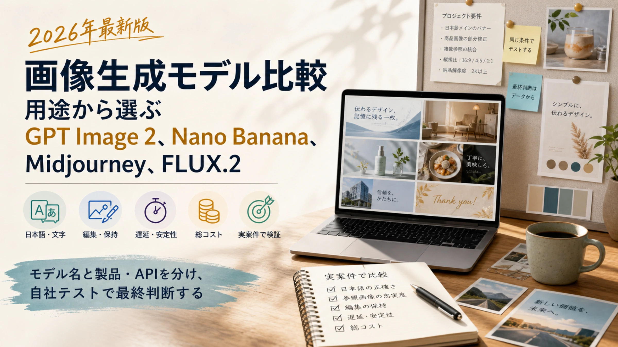 画像生成モデルを用途と実案件で選ぶ2026年日本語ガイドの作業机