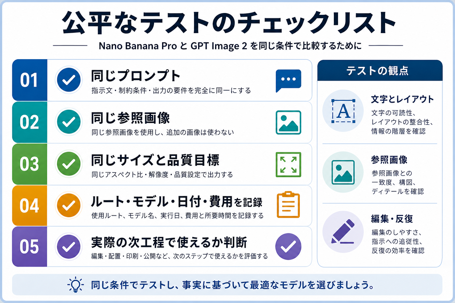 Nano Banana Pro と GPT Image 2 を同じプロンプトで比べるためのチェックリスト