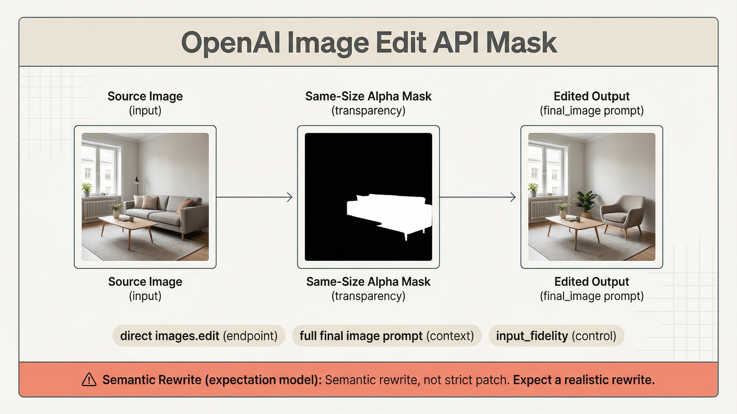 OpenAI image edit API mask: mask で全体を書き換えさせない使い方