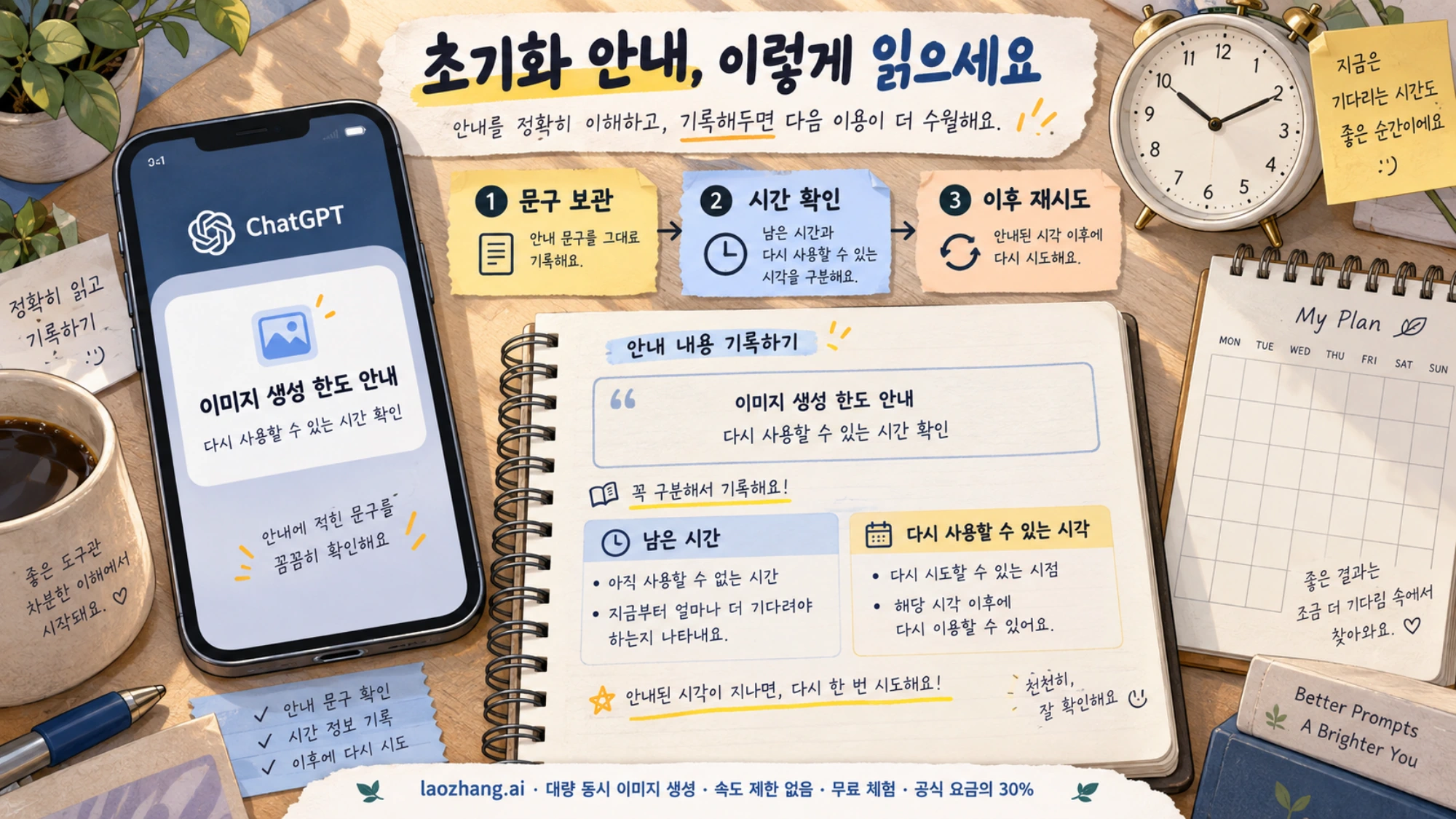 휴대전화의 한도 안내를 기록하고 남은 시간과 다시 사용할 수 있는 시각을 구분하는 과정