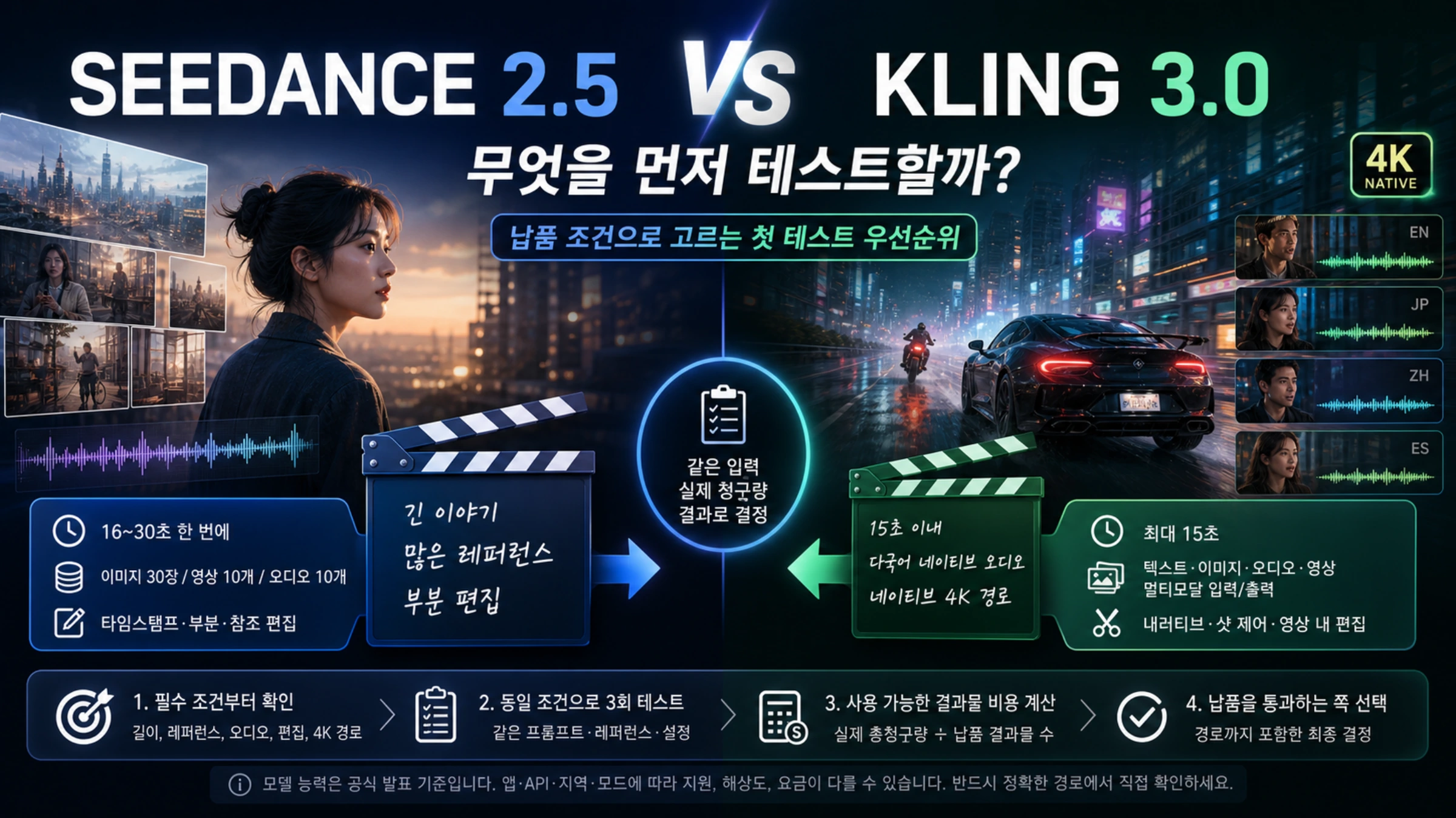 Seedance 2.5와 Kling 3.0을 납품 조건과 실제 경로로 먼저 테스트하는 기준