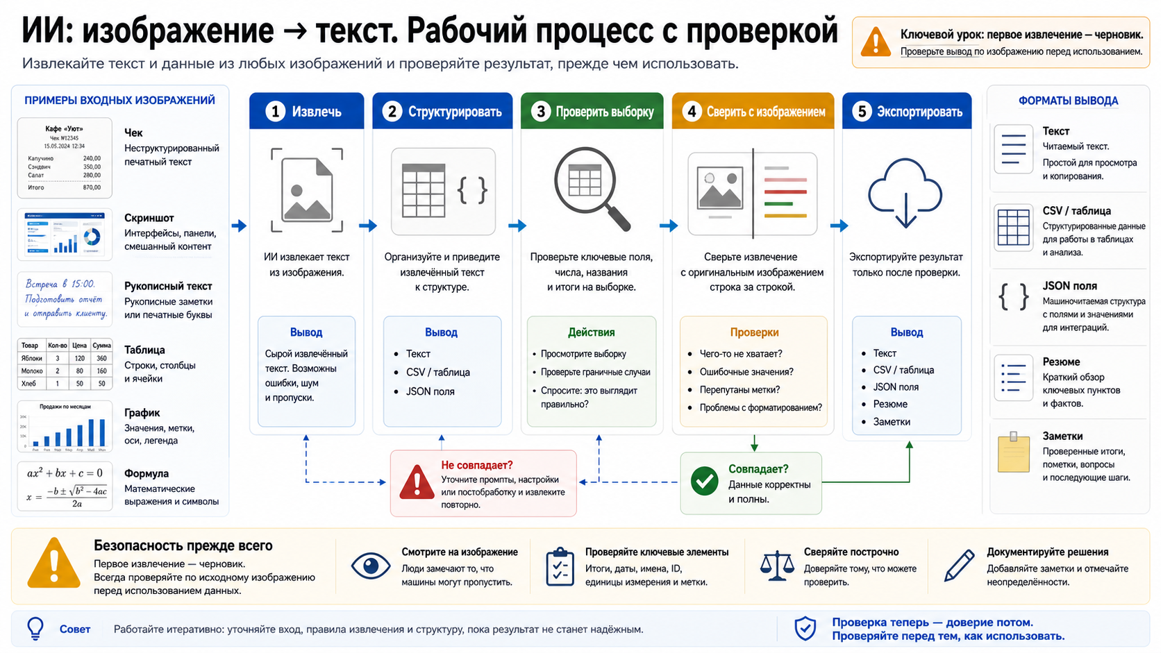 Процесс извлечения, структурирования, выборочной проверки, сравнения маршрутов и экспорта результата