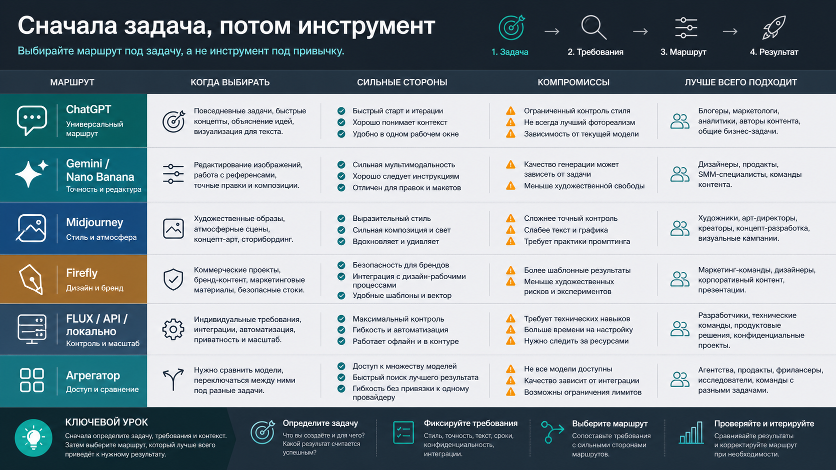 Карта выбора альтернативы ChatGPT для изображений по задаче