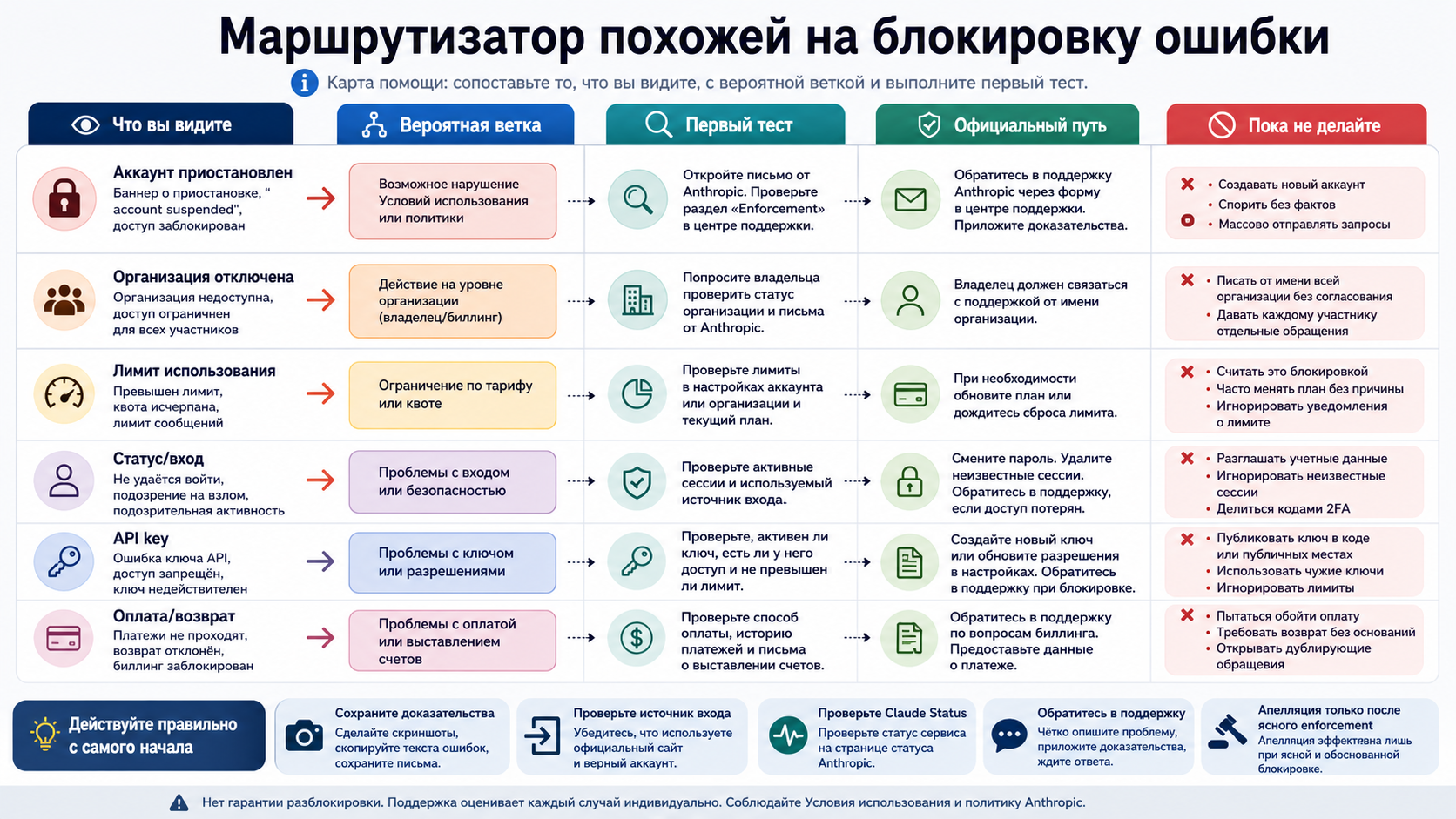 Маршрутизатор симптомов Claude Code: от сообщения об ошибке к официальной ветке восстановления
