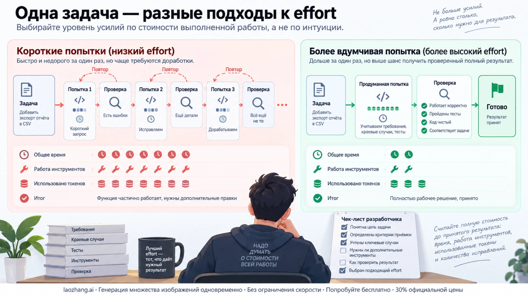 Два пути решения одной задачи: повторные короткие попытки и более тщательная работа с проверкой результата