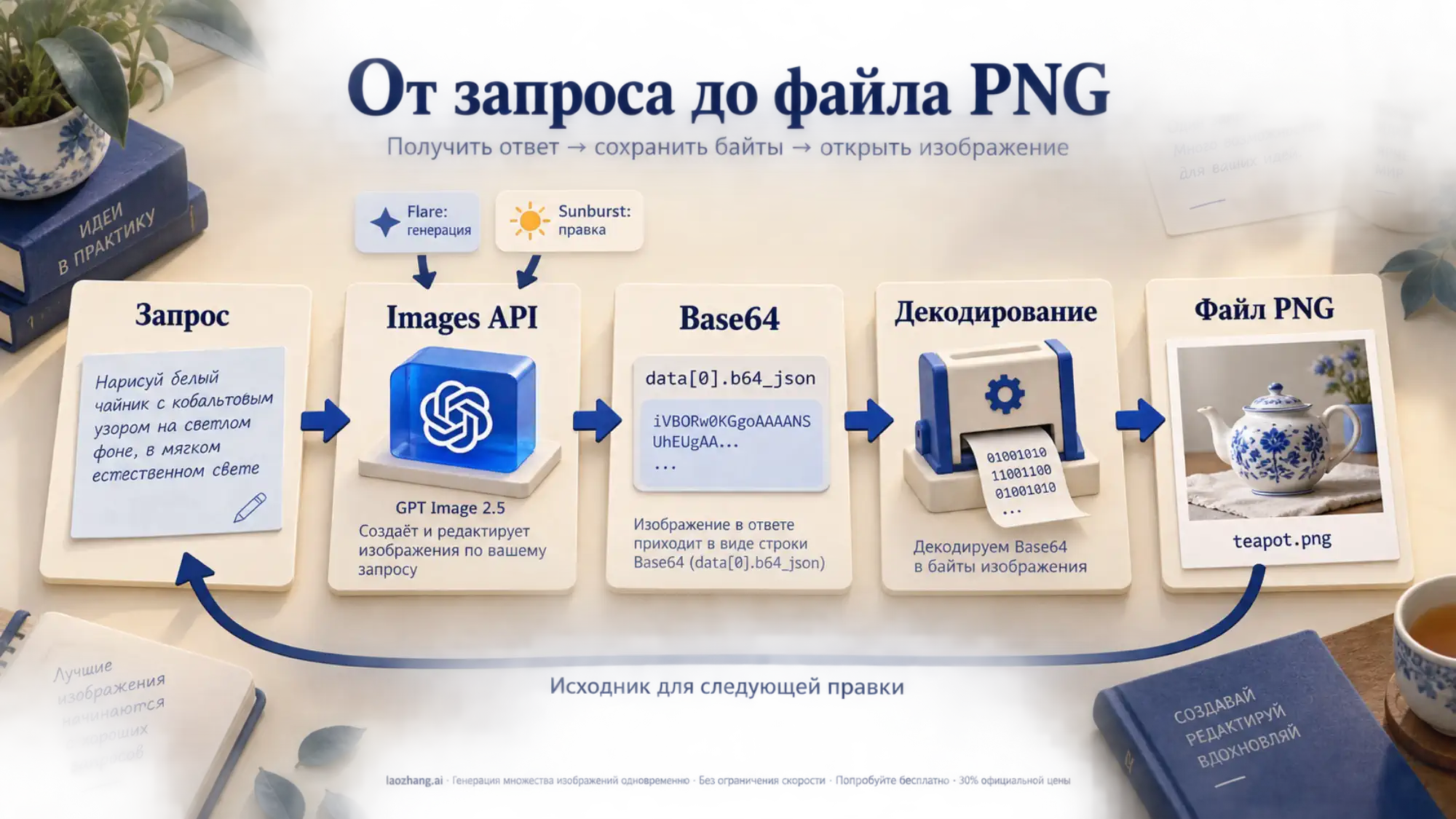 Путь от запроса Images API через Base64 и декодирование к сохранённому файлу PNG