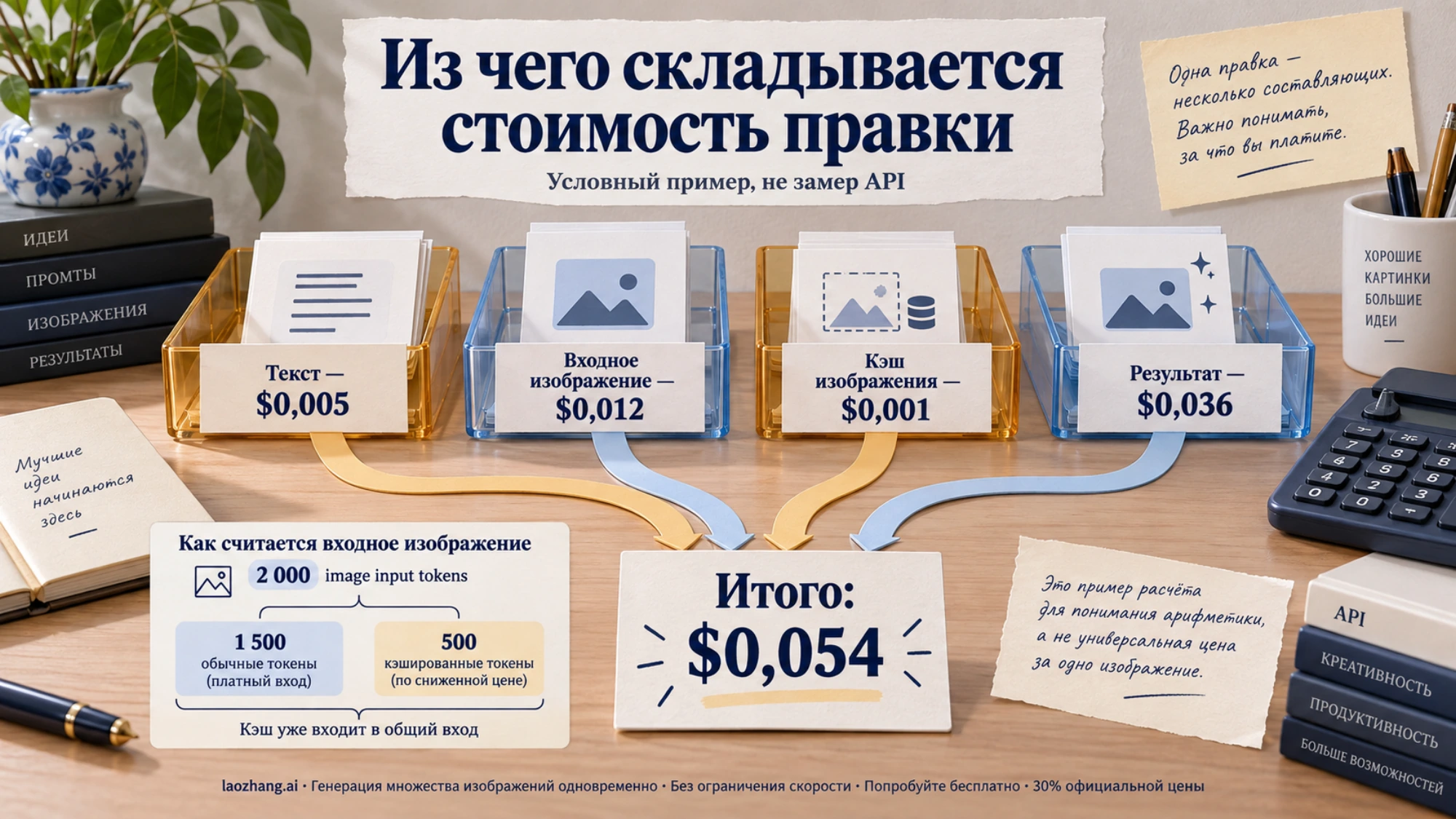 Составляющие стоимости правки изображения и выделение кэшированной части входа