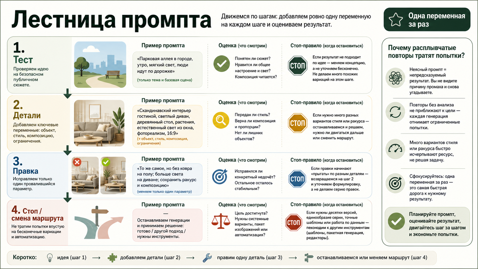 Лестница промптов для экономии бесплатных попыток генерации изображений в ChatGPT.