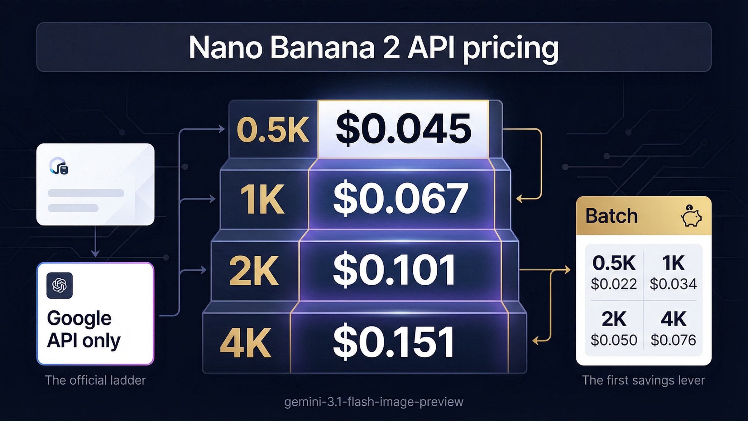 Цена Nano Banana 2 API: официальный тариф и Batch