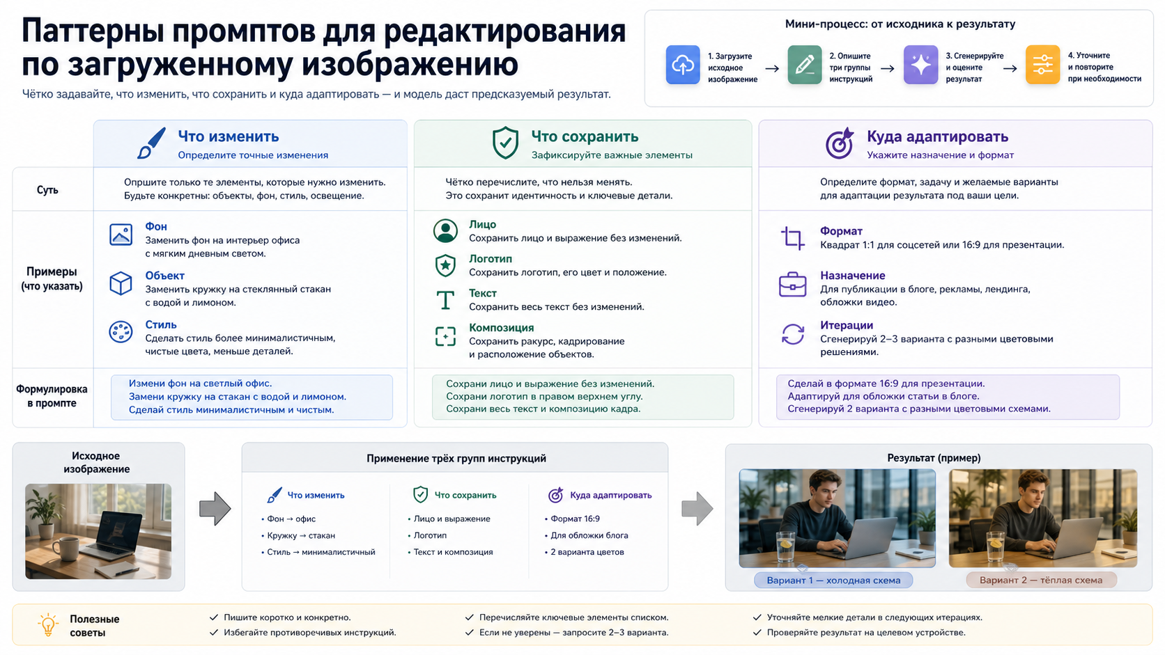 Шаблоны промптов для редактирования загруженного изображения