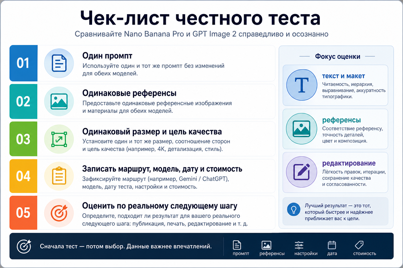 Чек-лист одинакового промпта для сравнения Nano Banana Pro и GPT Image 2