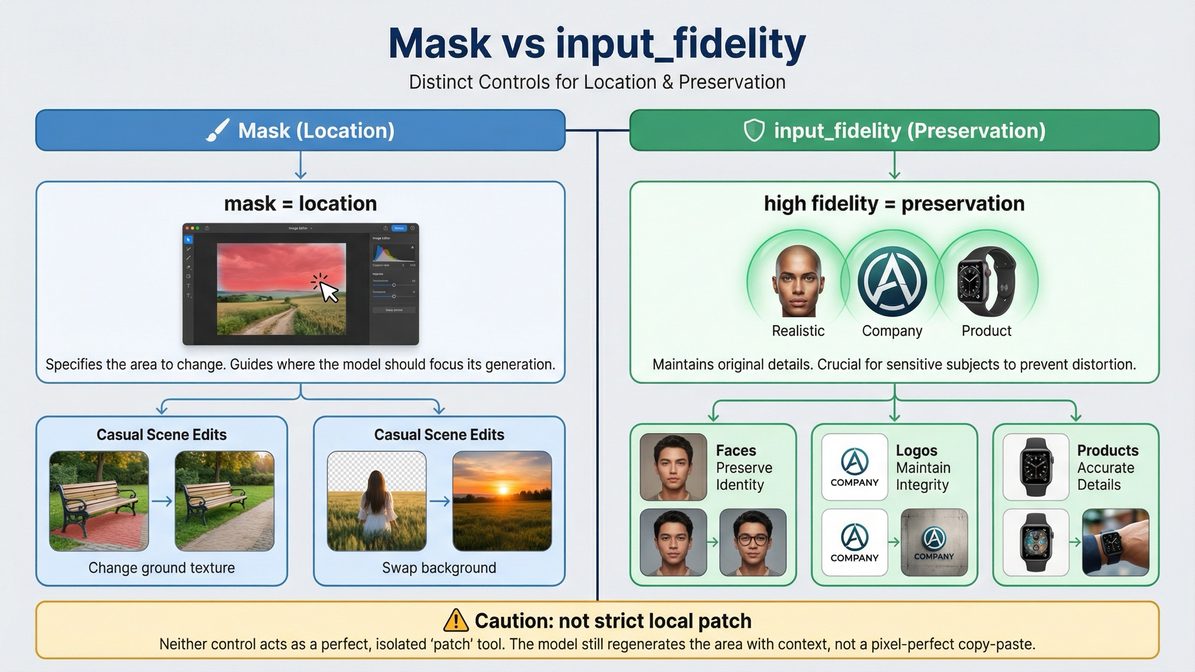 Диаграмма решения, показывающая, когда одного OpenAI mask достаточно, а когда нужен input_fidelity high