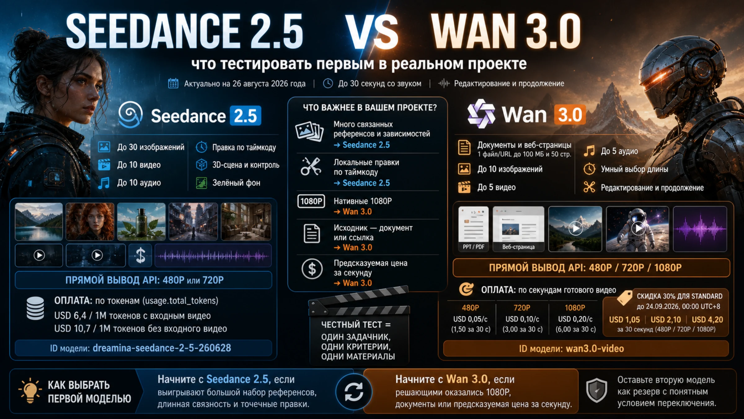 Сравнение Seedance 2.5 и Wan 3.0 по производственным ограничениям и условиям честного теста