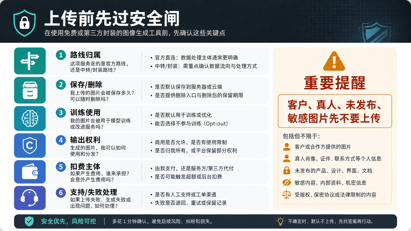 上传私人或客户图片前的免费工具安全检查表