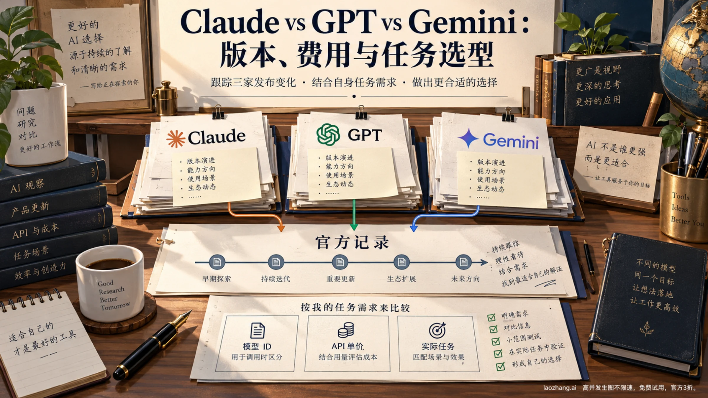 从官方记录、版本变化、API 费用和实际任务比较 Claude、GPT、Gemini
