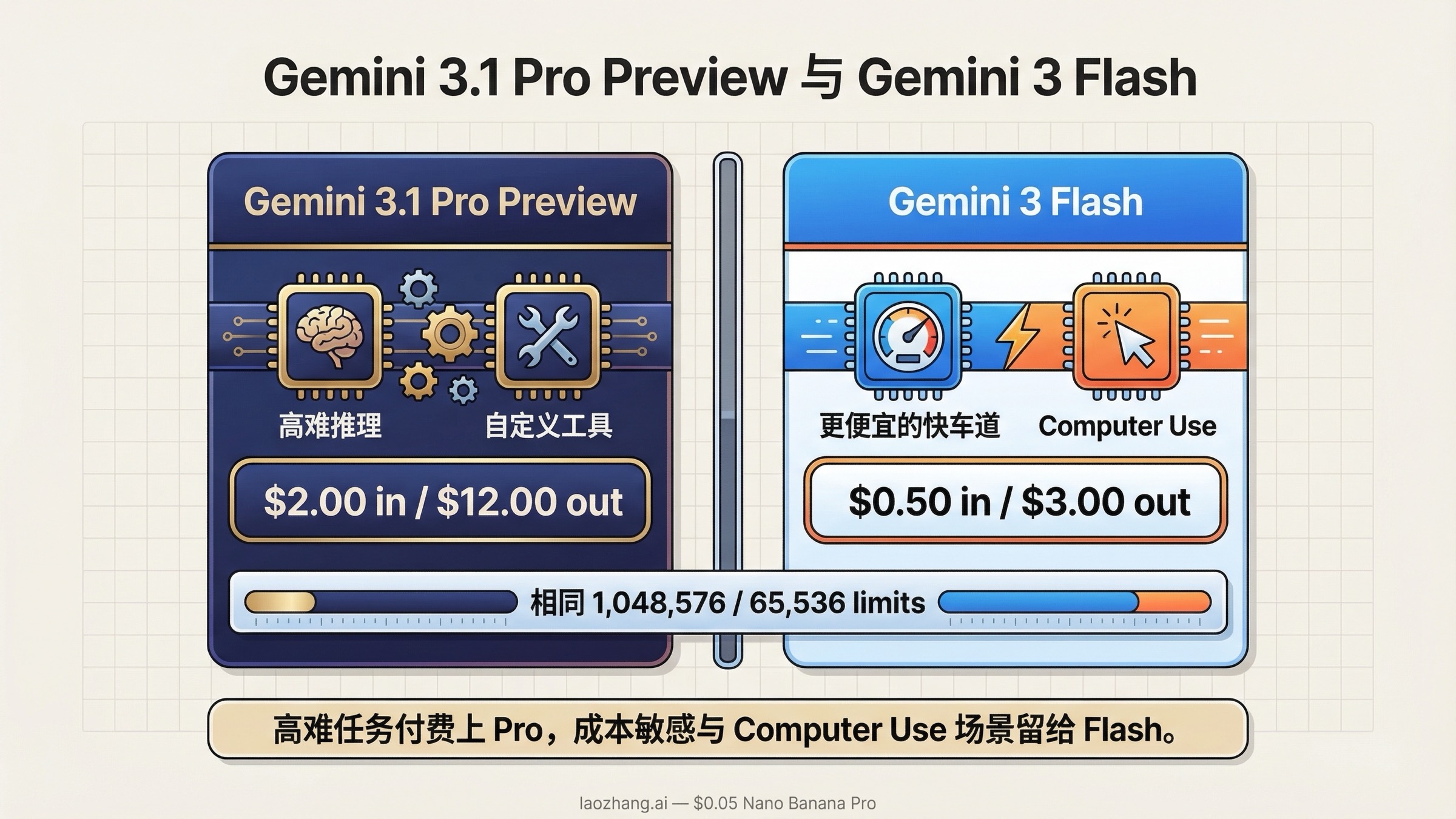 Gemini 3.1 Pro Preview vs Gemini 3 Flash：该怎么选？