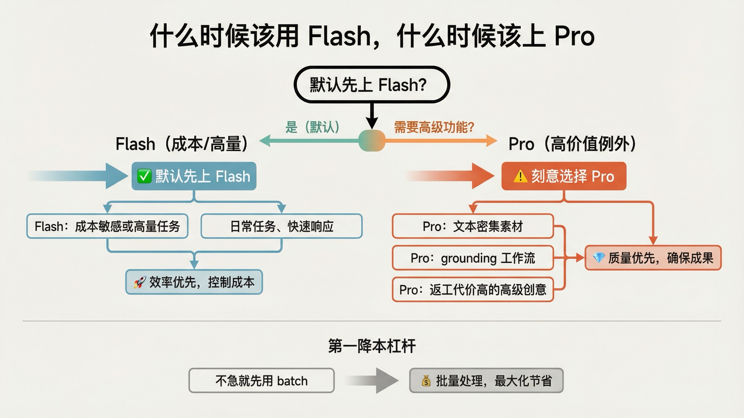 中文决策图，展示什么时候应该继续使用 Flash Image Preview，什么时候应升级到 Gemini 3 Pro Image Preview。
