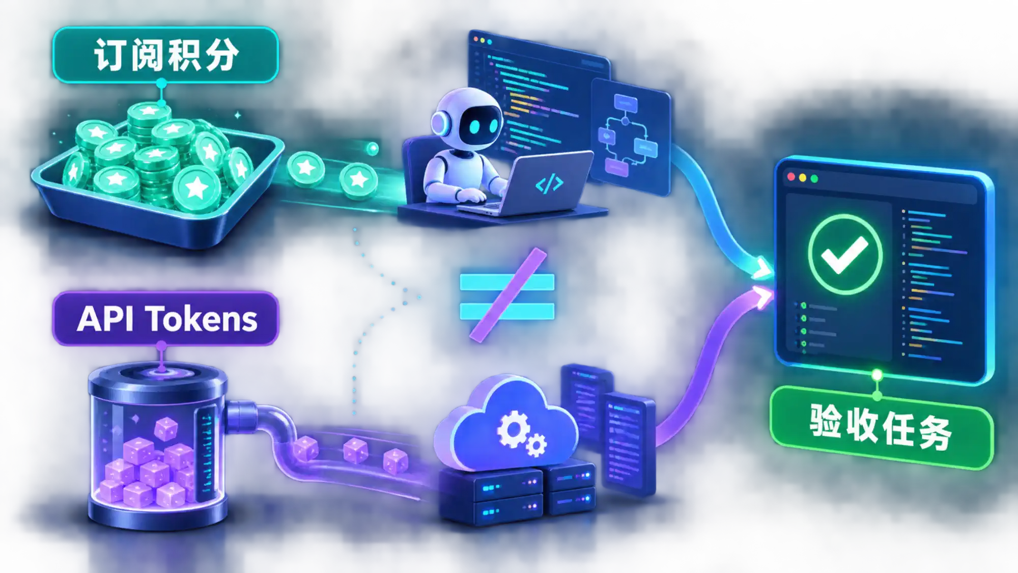 订阅积分与 API tokens 需要在验收任务层面比较