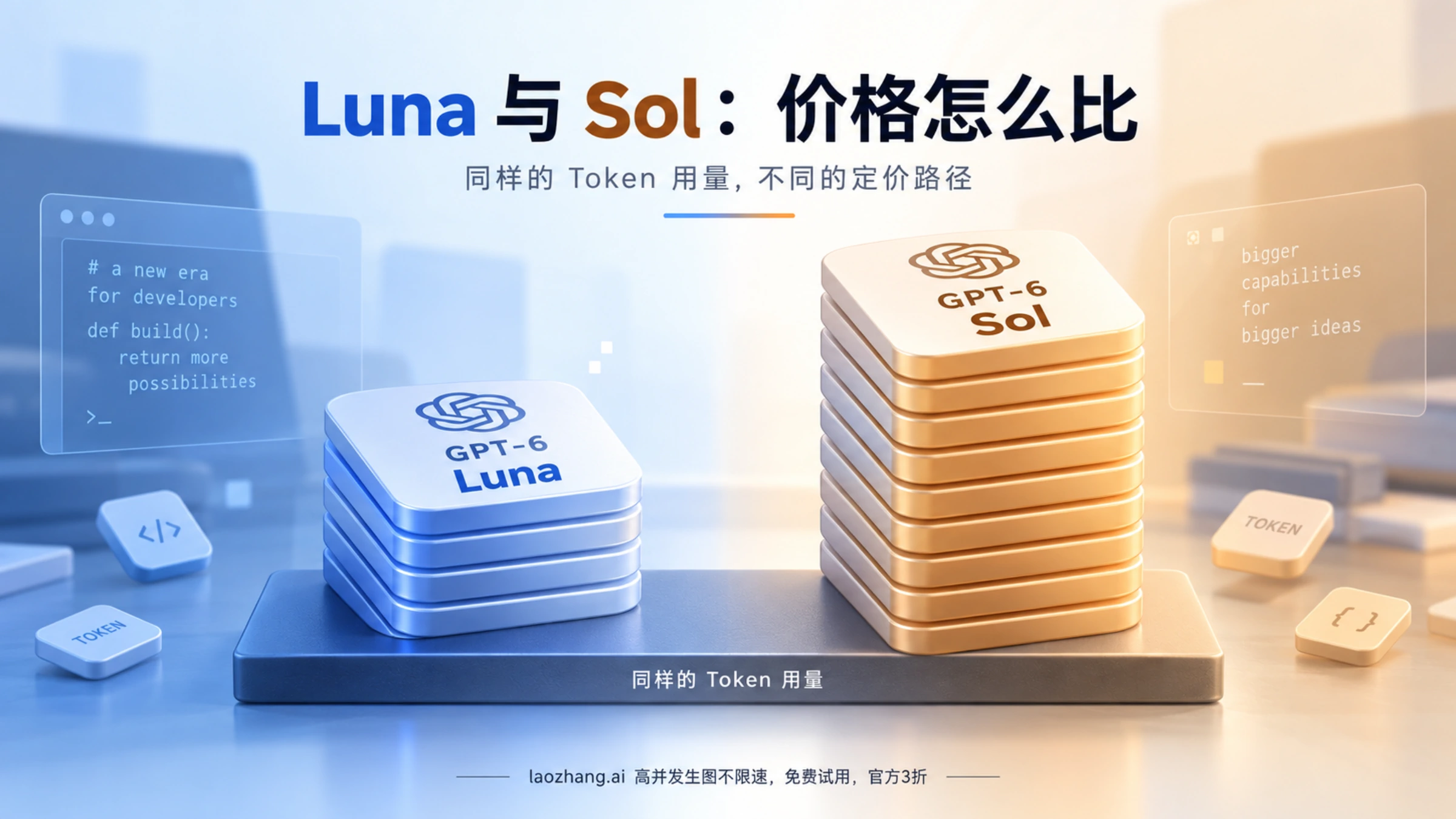 GPT-6 Luna 与 Sol 的费用对比示意图