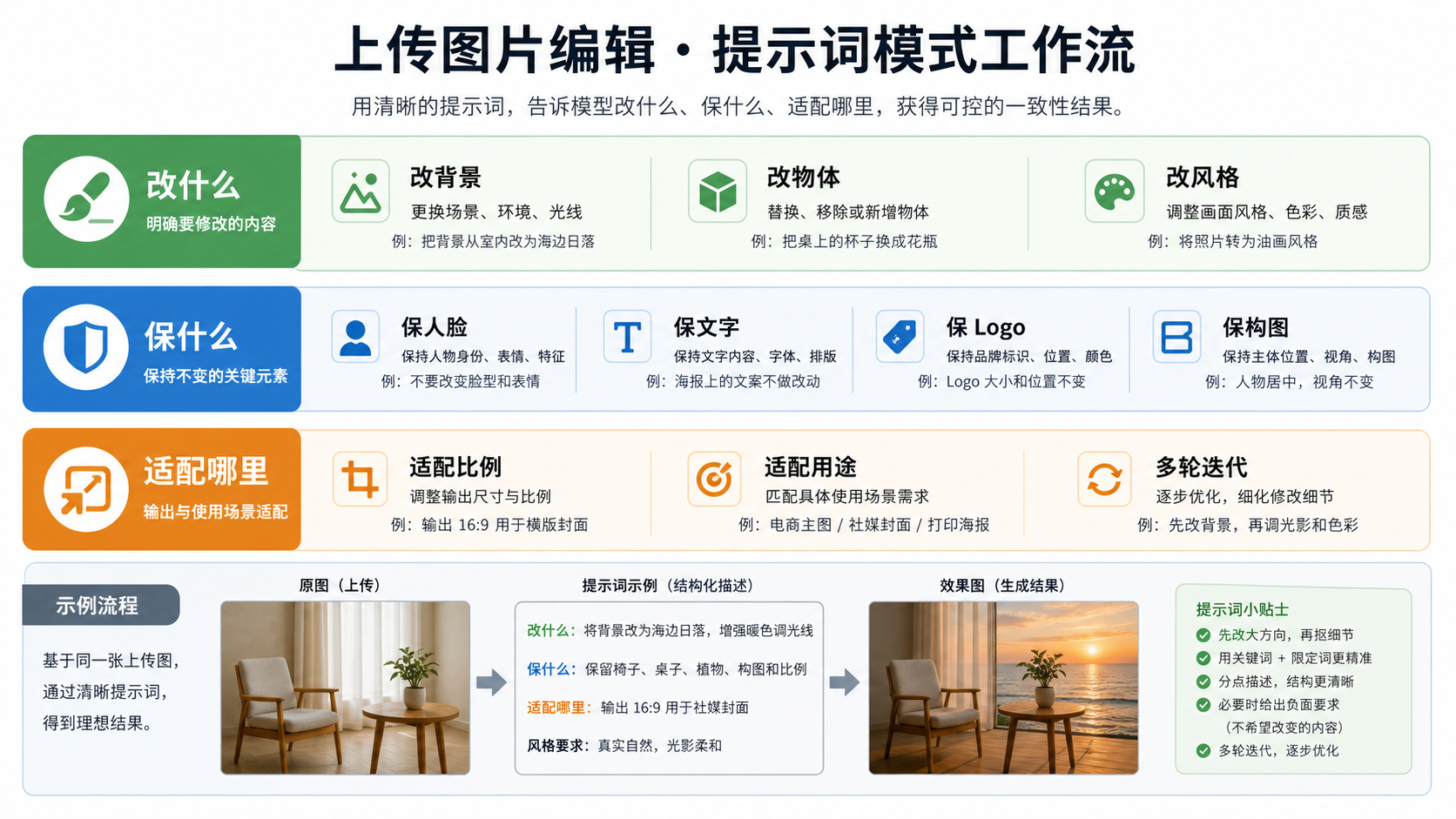 上传图片编辑时区分修改、保护和用途的提示词板