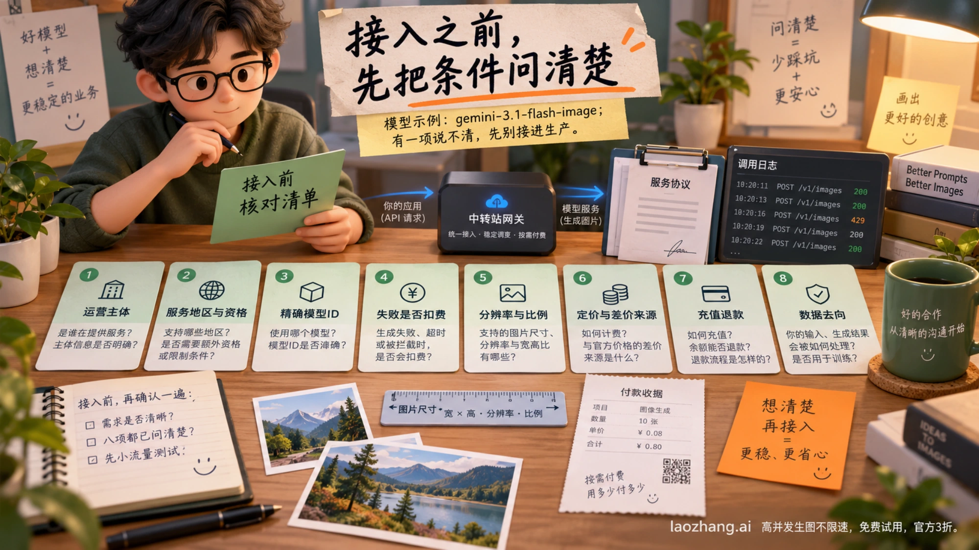 开发者工作台上的八张核对卡展示中转站接入前的条件检查